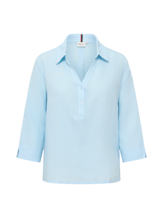 Dame skjorte i lyseblå fra Redgreen – hør / afslappet fit / 3/4-ærme