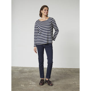 REDGREEN WOMAN Claudia T-shirt Long Sleeve Tee 168 Navy Stripe