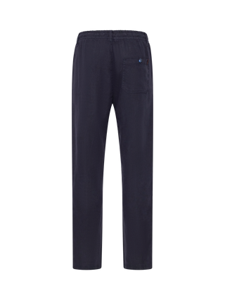 Navyblå RedGreen herrebukser med elastisk talje, bindebånd og skrålommer