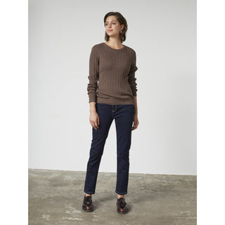 REDGREEN WOMAN Susan Cable Knit Knit 429 Dark Brown Melange