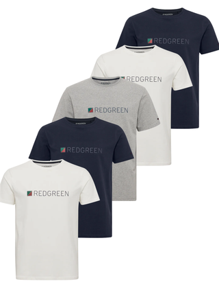 5-pak Redgreen T-shirts med logo til mænd – hvid, navy og grå farver i klassisk pasform