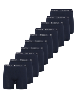 10-pak herreboxershorts fra Redgreen i navy – strækbar bomuldsblanding med logoelastik