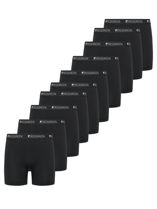 10-pak sorte herreboxershorts fra Redgreen – komfortabel pasform med elastisk linning og logo