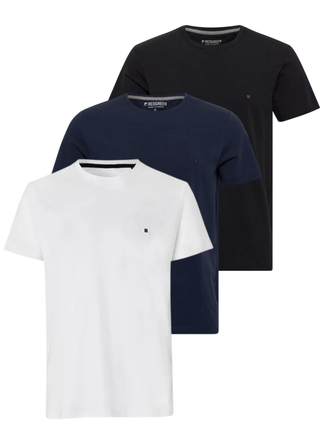 3-pak T-shirts til mænd fra Redgreen i hvid, navy og sort – rund hals med lille broderet logo