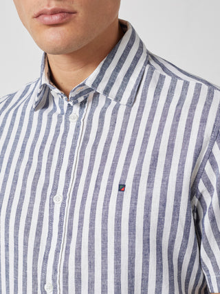 REDGREEN ASGER LINEN SHIRT SS Shirt 1682 Navy Stripe