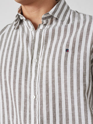 REDGREEN ASGER LINEN SHIRT SS Shirt 1774 Olive Stripe