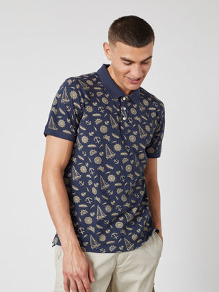 REDGREEN COLTON POLO T-SHIRT Polo 3682 Navy pattern with sand