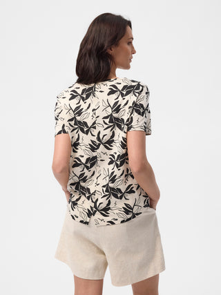 REDGREEN WOMAN Celina Short Sleeve Tee 321 Ecru Pattern