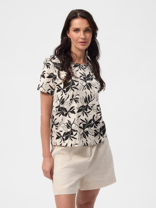 REDGREEN WOMAN Celina Short Sleeve Tee 321 Ecru Pattern