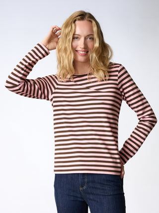 REDGREEN WOMAN Fie Long Sleeve T-shirt Long Sleeve Tee 145 Pink Stripe