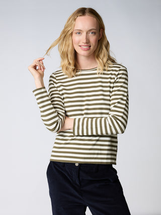 REDGREEN WOMAN Fie Long Sleeve T-shirt Long Sleeve Tee 177 Olive Stripe