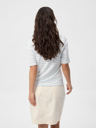 REDGREEN WOMAN Hedy Short Sleeve T-shirt Short Sleeve Tee 160 Sky Blue Stripe