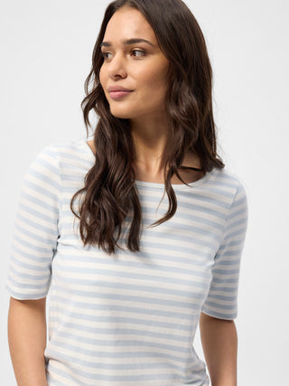 REDGREEN WOMAN Hedy Short Sleeve T-shirt Short Sleeve Tee 160 Sky Blue Stripe