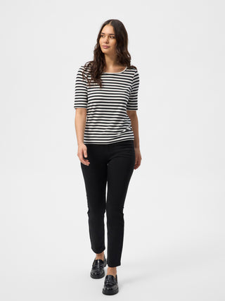 REDGREEN WOMAN Hedy Short Sleeve T-shirt Short Sleeve Tee 199 Black Stripe