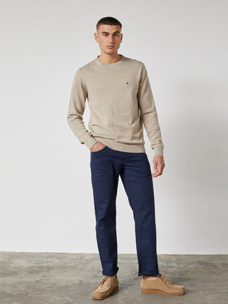 REDGREEN JULIAN O-NECK COTTON KNIT Knit 4221 Sand Melange 16-1105 TCX