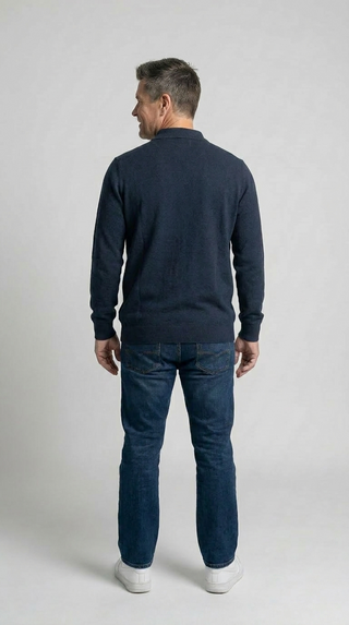 REDGREEN REDGREEN Langærmet Strikket Zip Polo Knit Navy