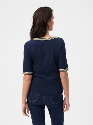 REDGREEN WOMAN Snee T-shirt Short Sleeve Tee 068 Navy